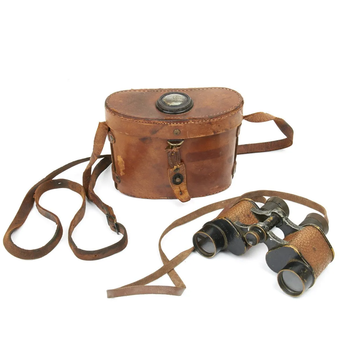 Original U.S. WWI Officer Binoculars in Lather Case - Named to Captain Cox