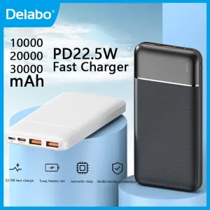 Power Bank 20000mAh Portable Charger PD22.5w Two-way USB Type C Fast Charge Phone Battery Pack Powerbank 30000mAh PC Fireproof