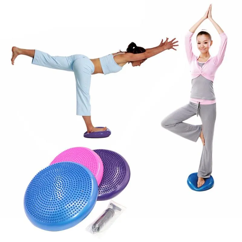 PVC Inflatable Yoga Balancing Ball Pad Training Cushion Stability Exercise Point Massage Mat Ball