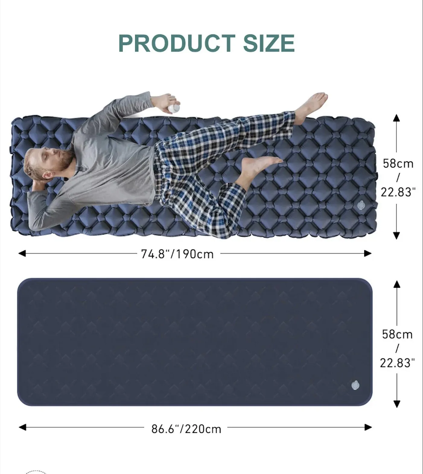 Single Inflatable Camping Mattress Sleeping pad - Green