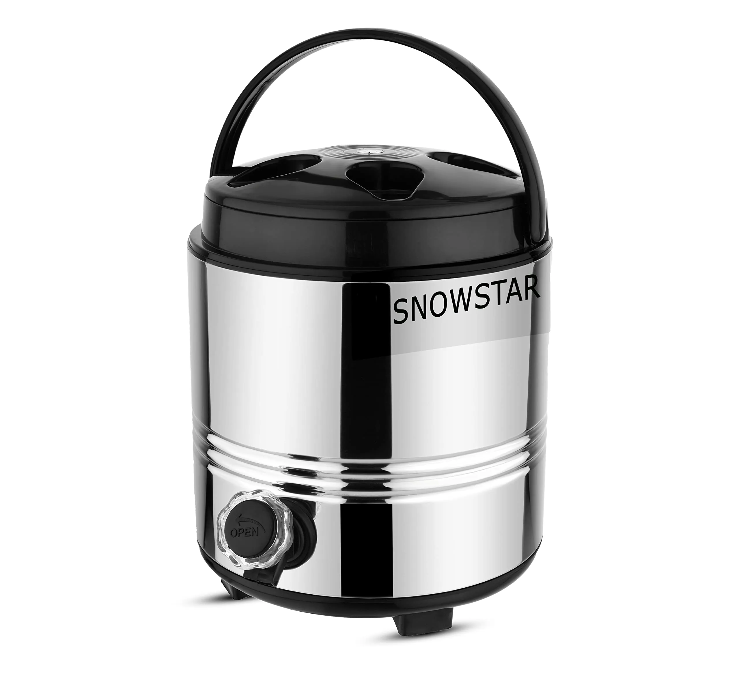 Snowstar Double Walled Insulated Thermosteel Water Dispenser for Office, Home Kitchen - Hot and Cold Water Jug 5 Liters, Silver - BPA Free - Easy to Carry Handle - Durable & Sturdy Base