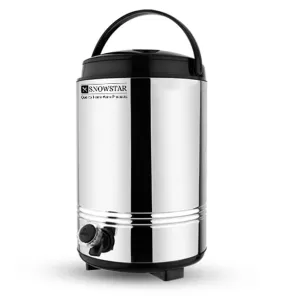 Snowstar Stainless Steel Insulated Water Dispenser for Office Home Kitchen - 10 Liters, Silver - Hot and Cold Water Jug with Airtight & Leak Proof Lids - PUF Insulated Body - Durable & Sturdy