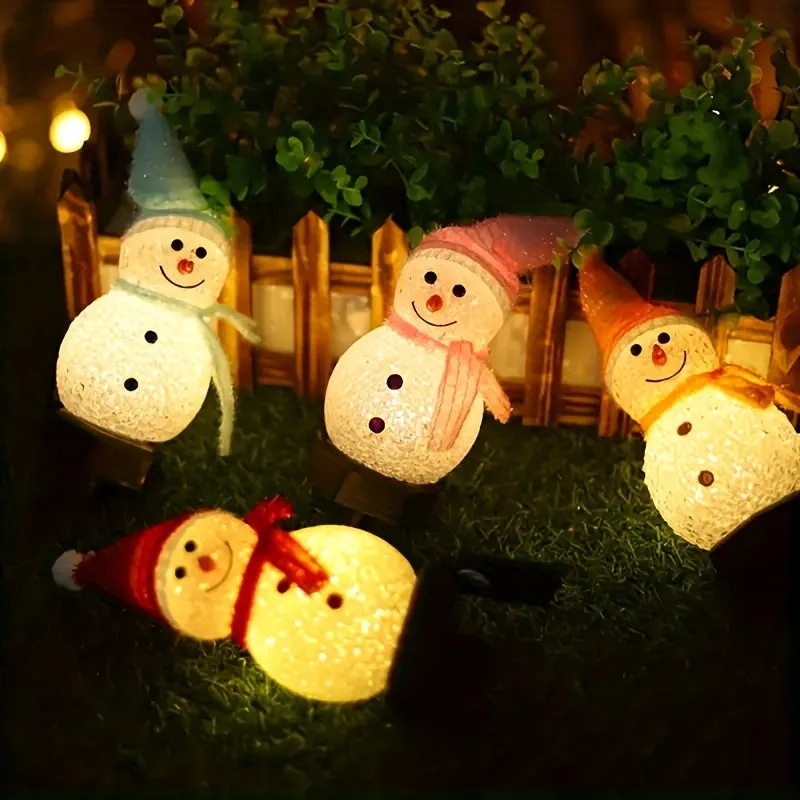 Solar Snowman LED Christmas Lights for Outdoor Decorations