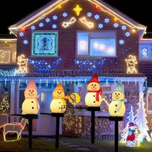 Solar Snowman LED Christmas Lights for Outdoor Decorations