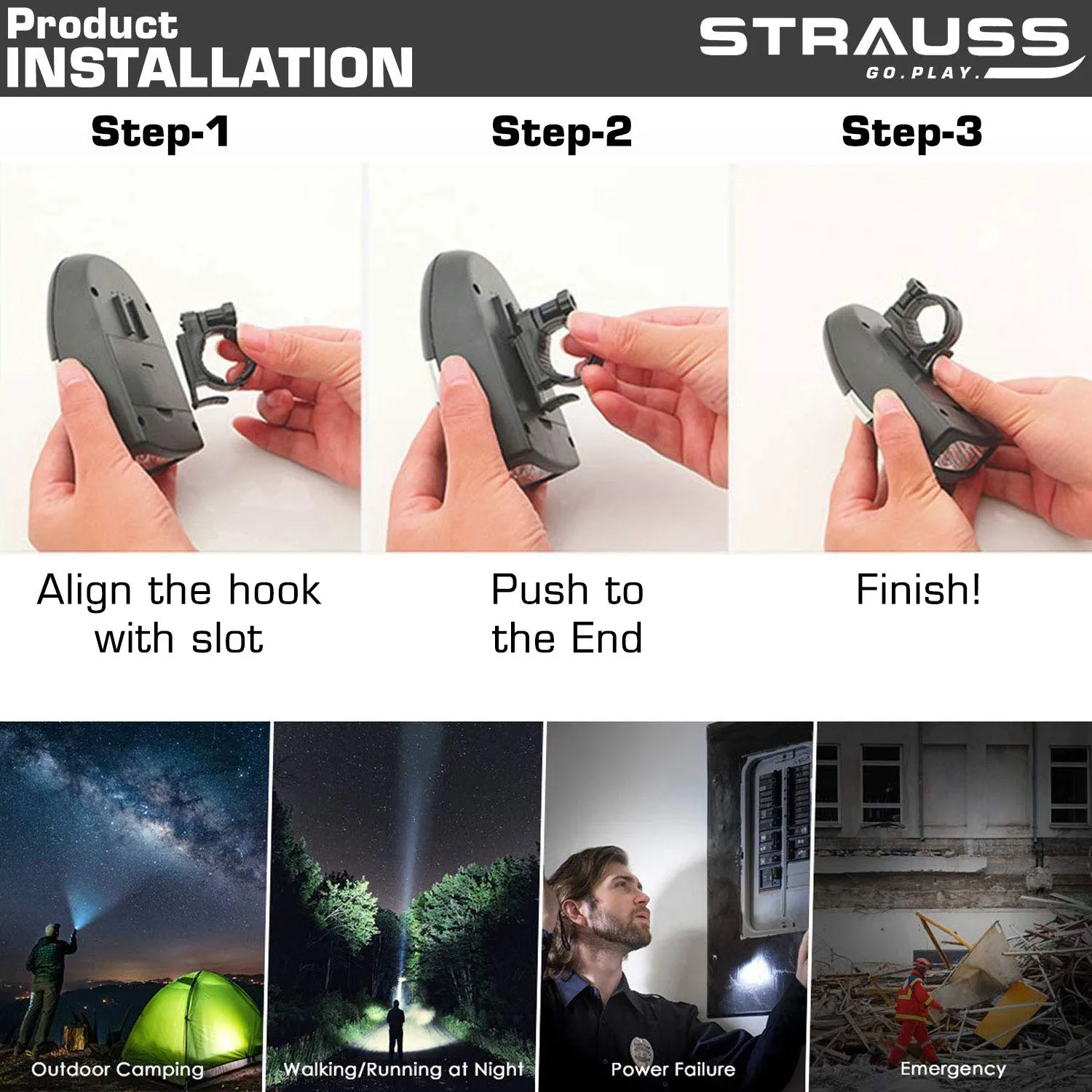 Strauss Bicycle LED Headlight with Horn and Bicycle Solar Tail Light