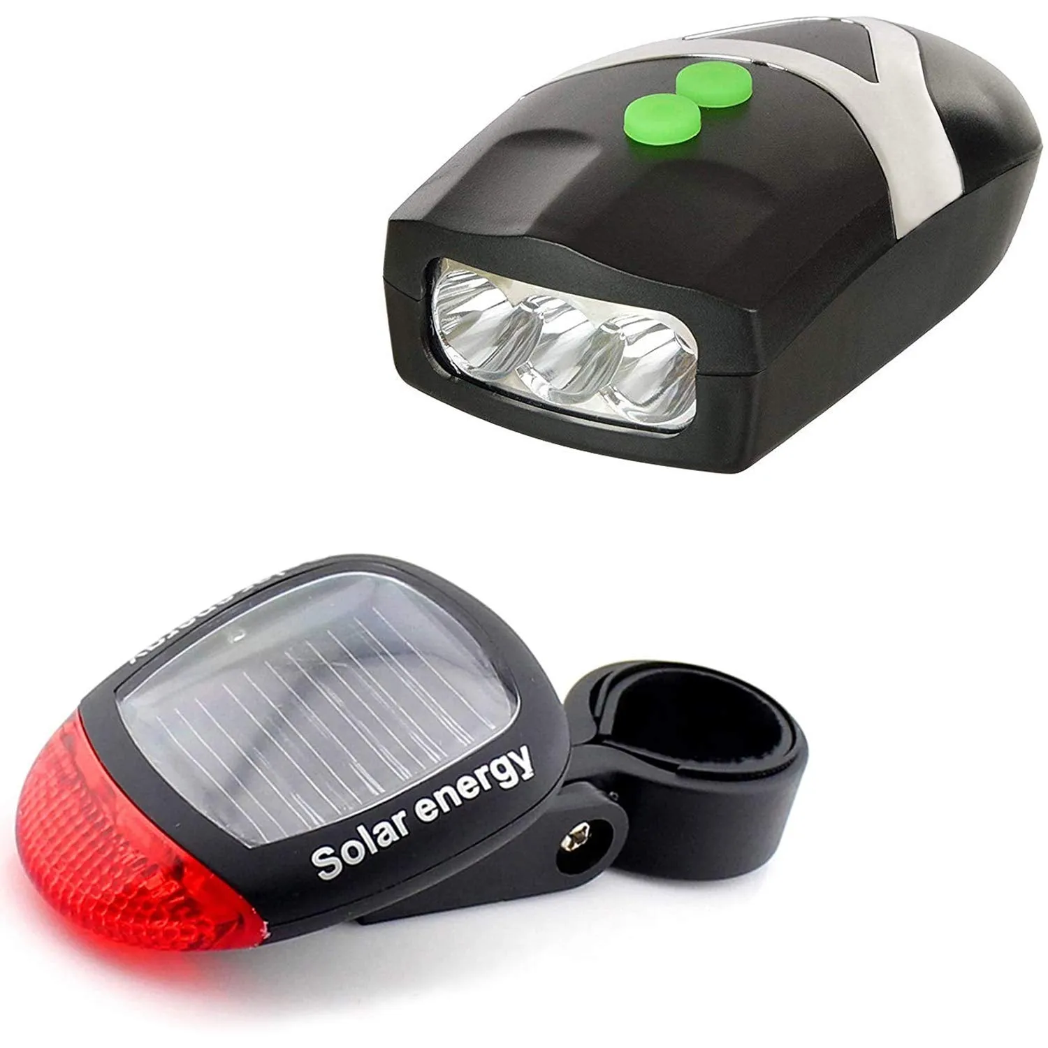 Strauss Bicycle LED Headlight with Horn and Bicycle Solar Tail Light