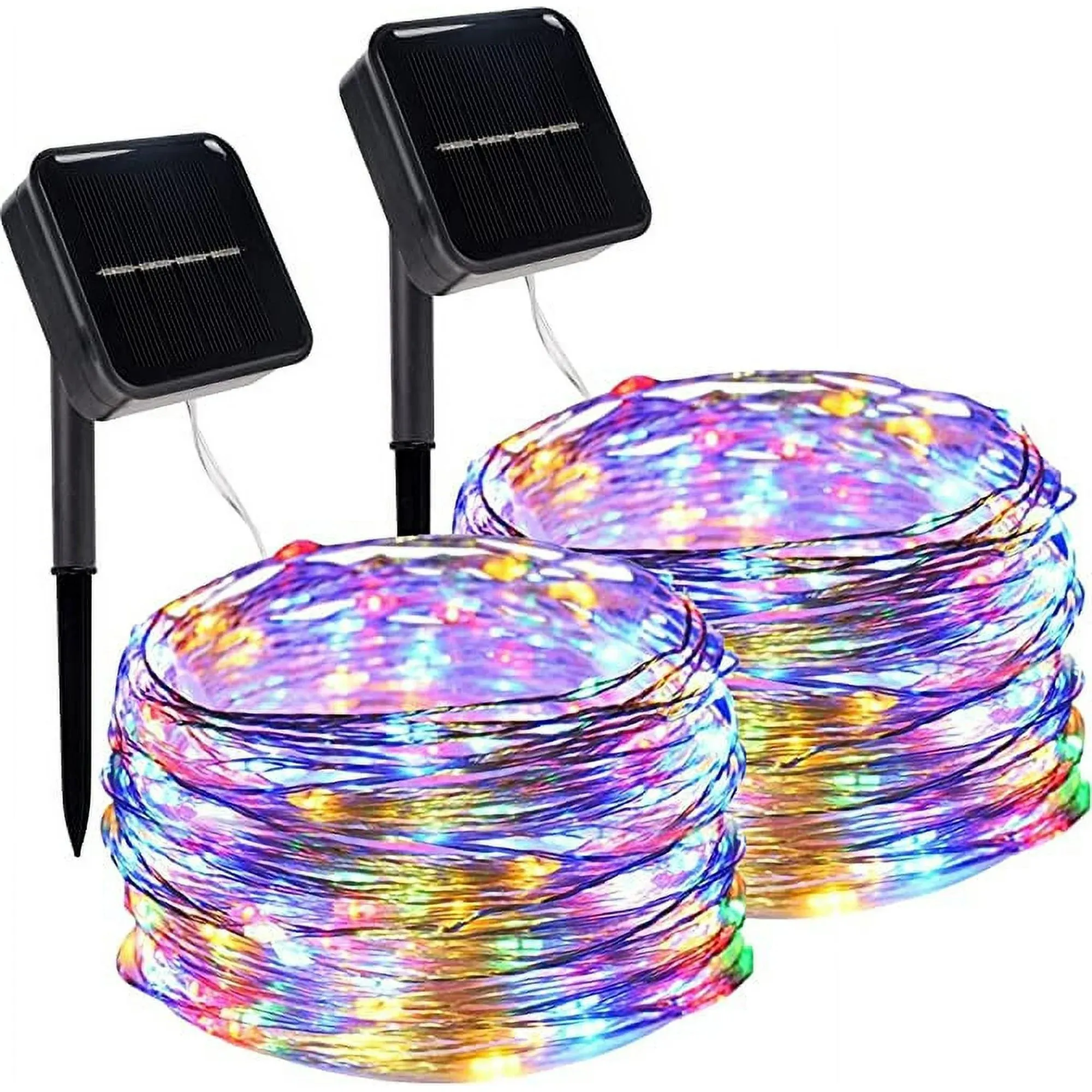 Twinkle Star 2 Pack Outdoor Solar String Lights, 39.4 FT 120 LED Solar Powered Decorative Fairy Lights with 8 Modes, Waterproof Black Wire Light for Thanksgiving Patio Yard Trees Party, Orange