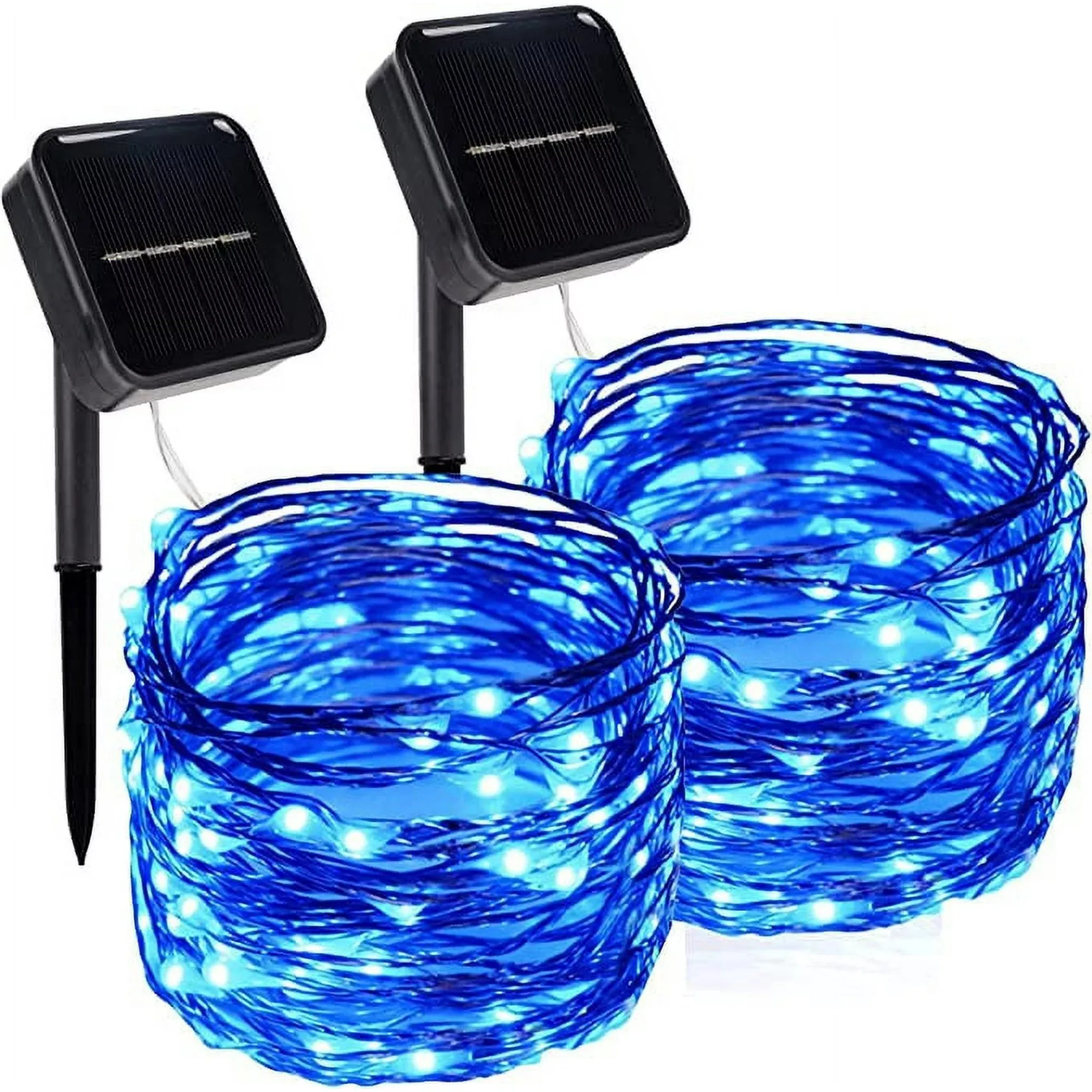 Twinkle Star 2 Pack Outdoor Solar String Lights, 39.4 FT 120 LED Solar Powered Decorative Fairy Lights with 8 Modes, Waterproof Black Wire Light for Thanksgiving Patio Yard Trees Party, Orange