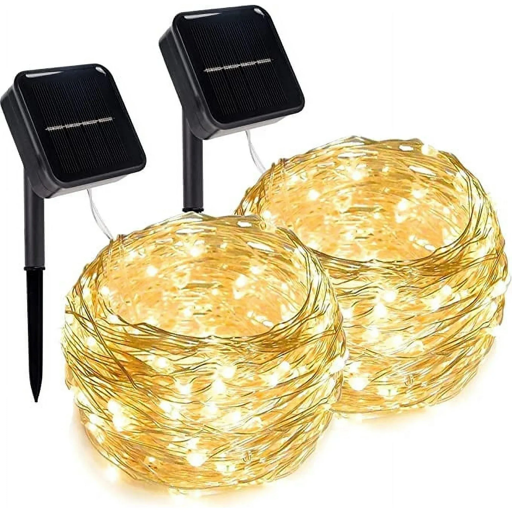 Twinkle Star 2 Pack Outdoor Solar String Lights, 39.4 FT 120 LED Solar Powered Decorative Fairy Lights with 8 Modes, Waterproof Black Wire Light for Thanksgiving Patio Yard Trees Party, Orange