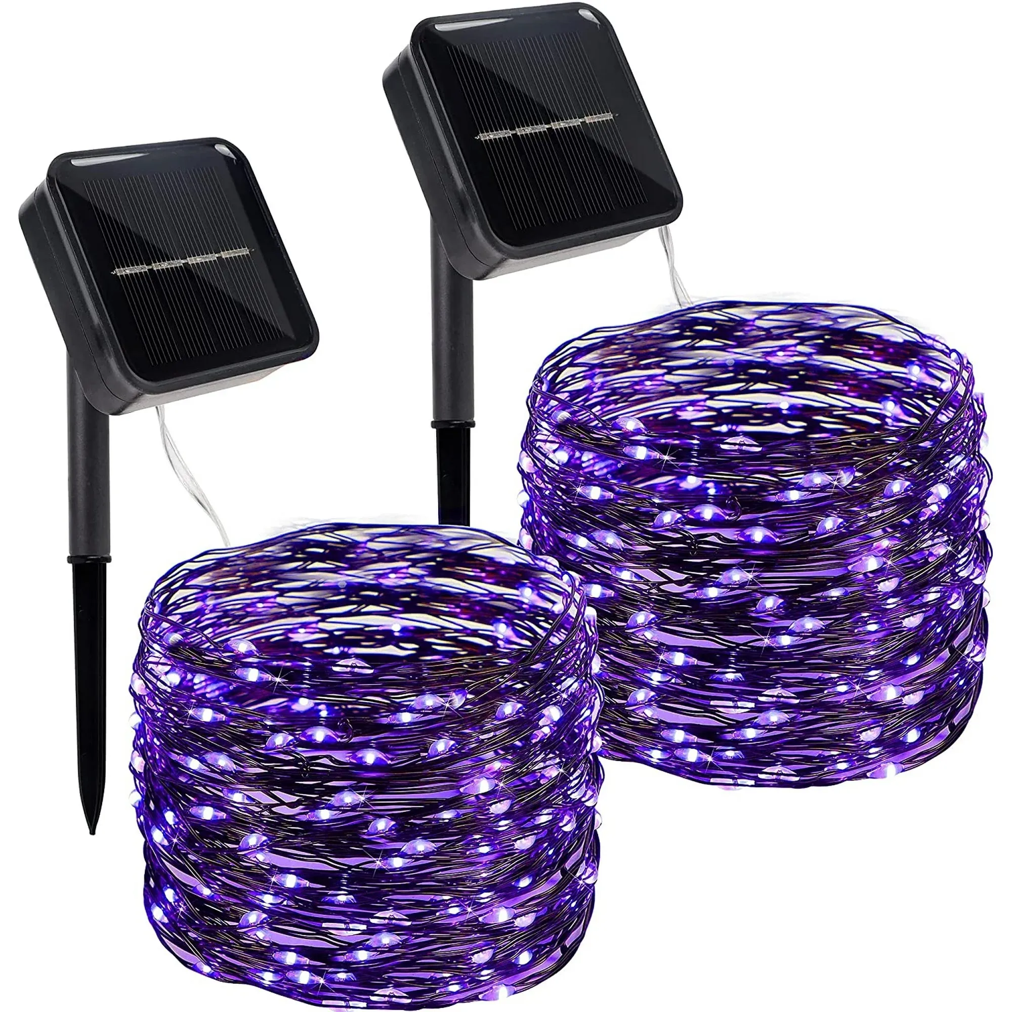 Twinkle Star 2 Pack Outdoor Solar String Lights, 39.4 FT 120 LED Solar Powered Decorative Fairy Lights with 8 Modes, Waterproof Black Wire Light for Thanksgiving Patio Yard Trees Party, Orange