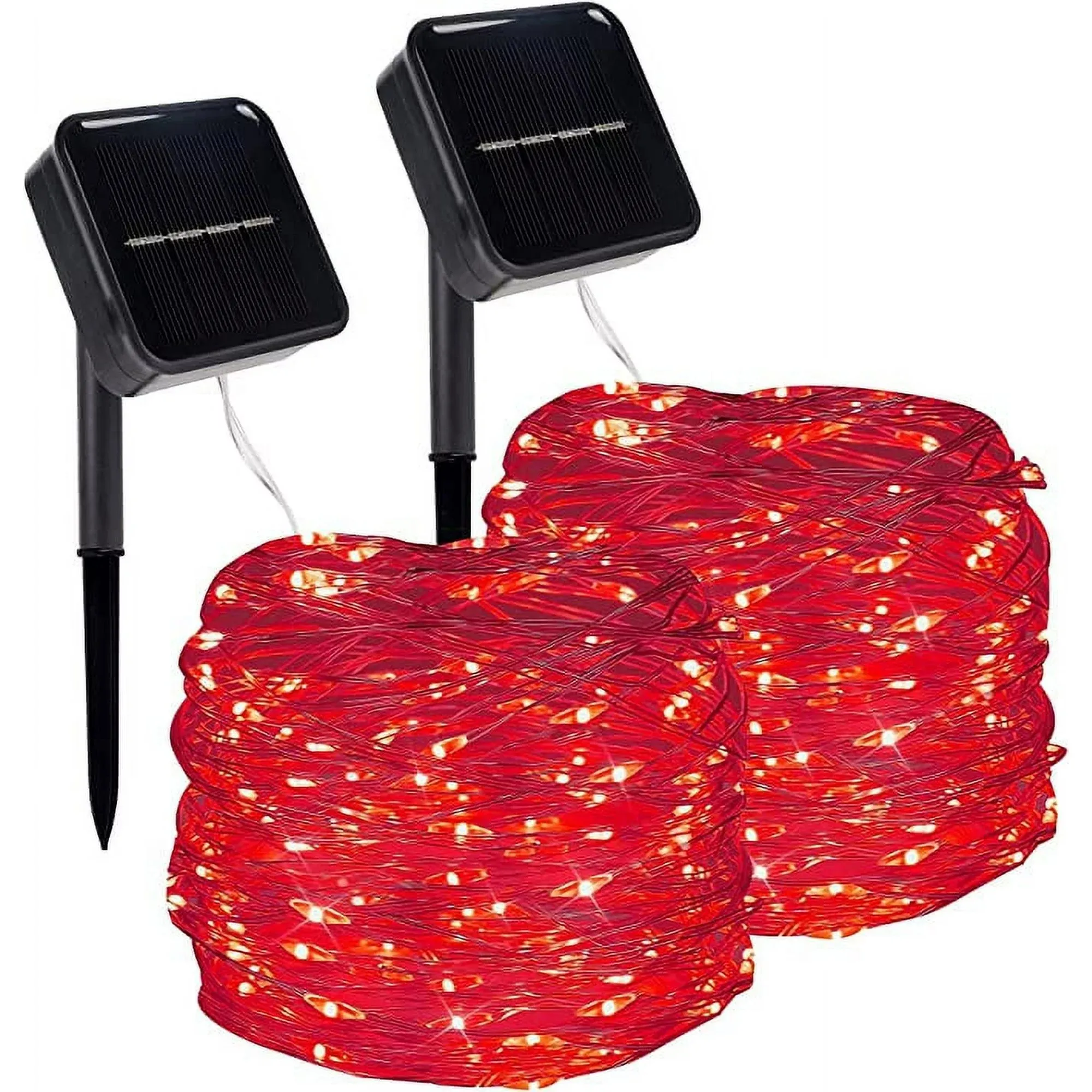 Twinkle Star 2 Pack Outdoor Solar String Lights, 39.4 FT 120 LED Solar Powered Decorative Fairy Lights with 8 Modes, Waterproof Black Wire Light for Thanksgiving Patio Yard Trees Party, Orange