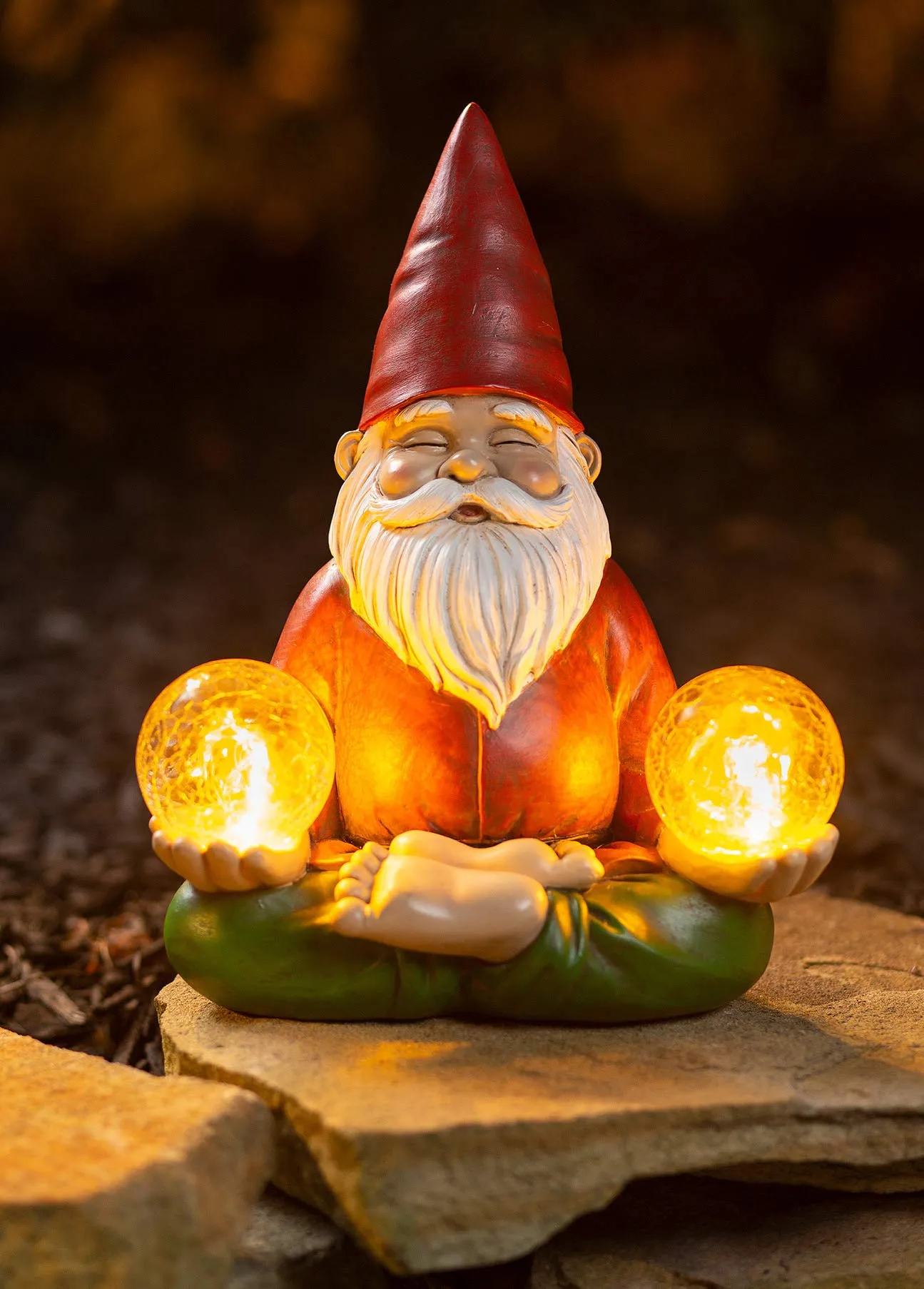 Vp Home Zen Yoga Gnome Solar Powered Led Outdoor Decor Garden Light