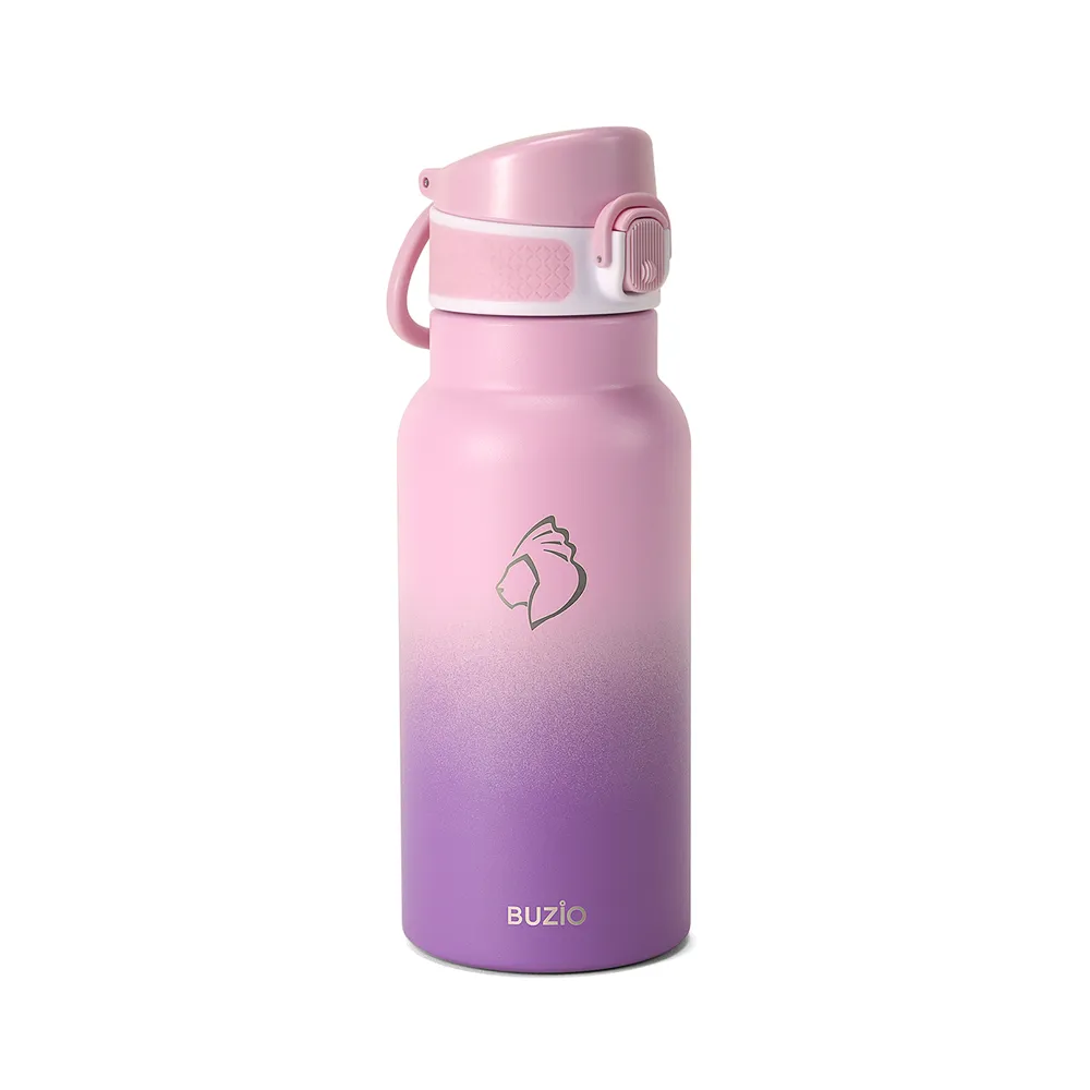 Water Bottle with Push Button Silicone Straw Lid | 12oz - 32oz