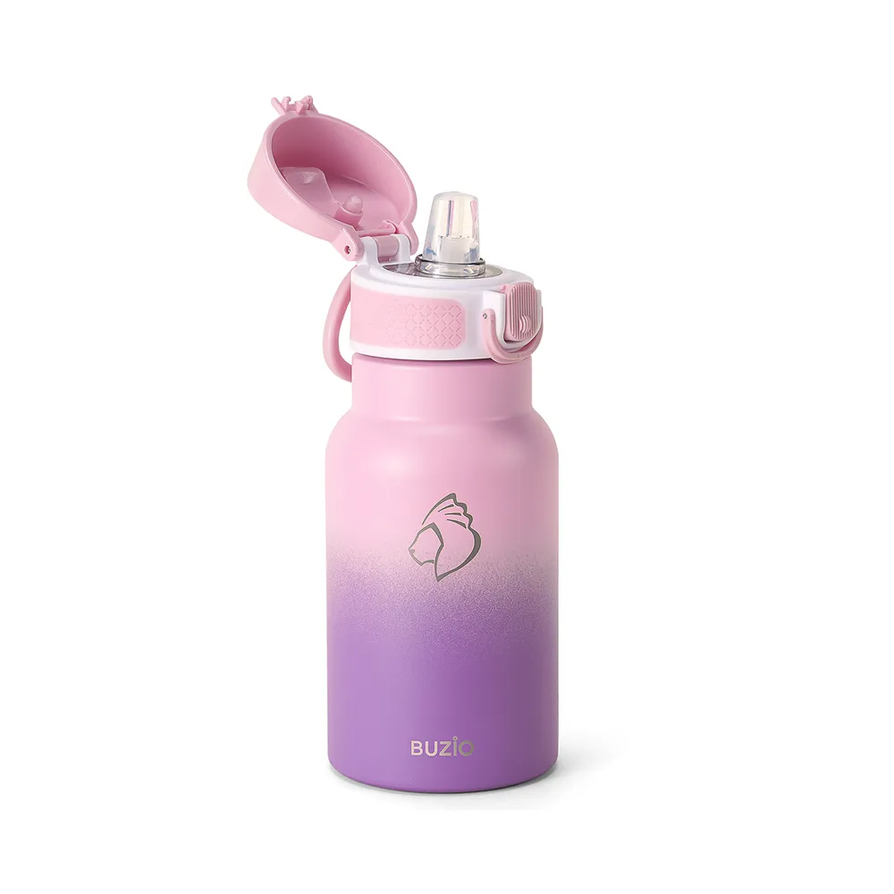 Water Bottle with Push Button Silicone Straw Lid | 12oz - 32oz