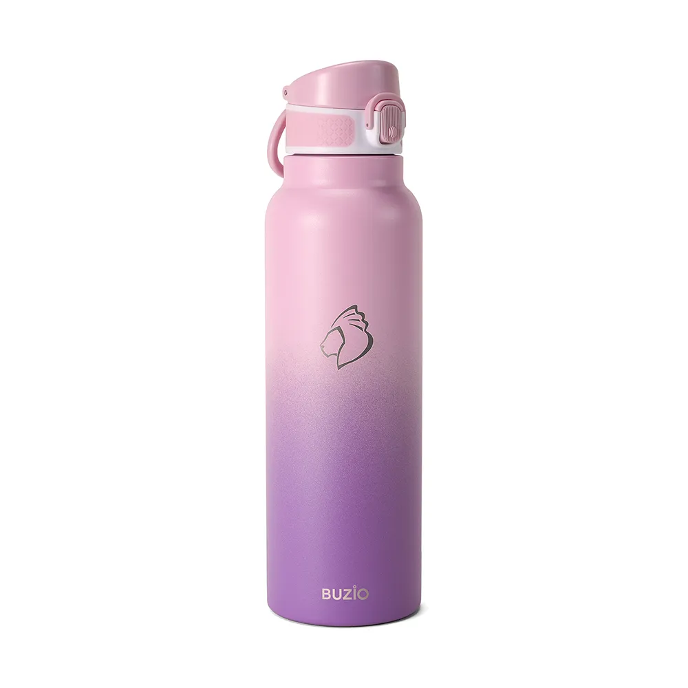 Water Bottle with Push Button Silicone Straw Lid | 12oz - 32oz