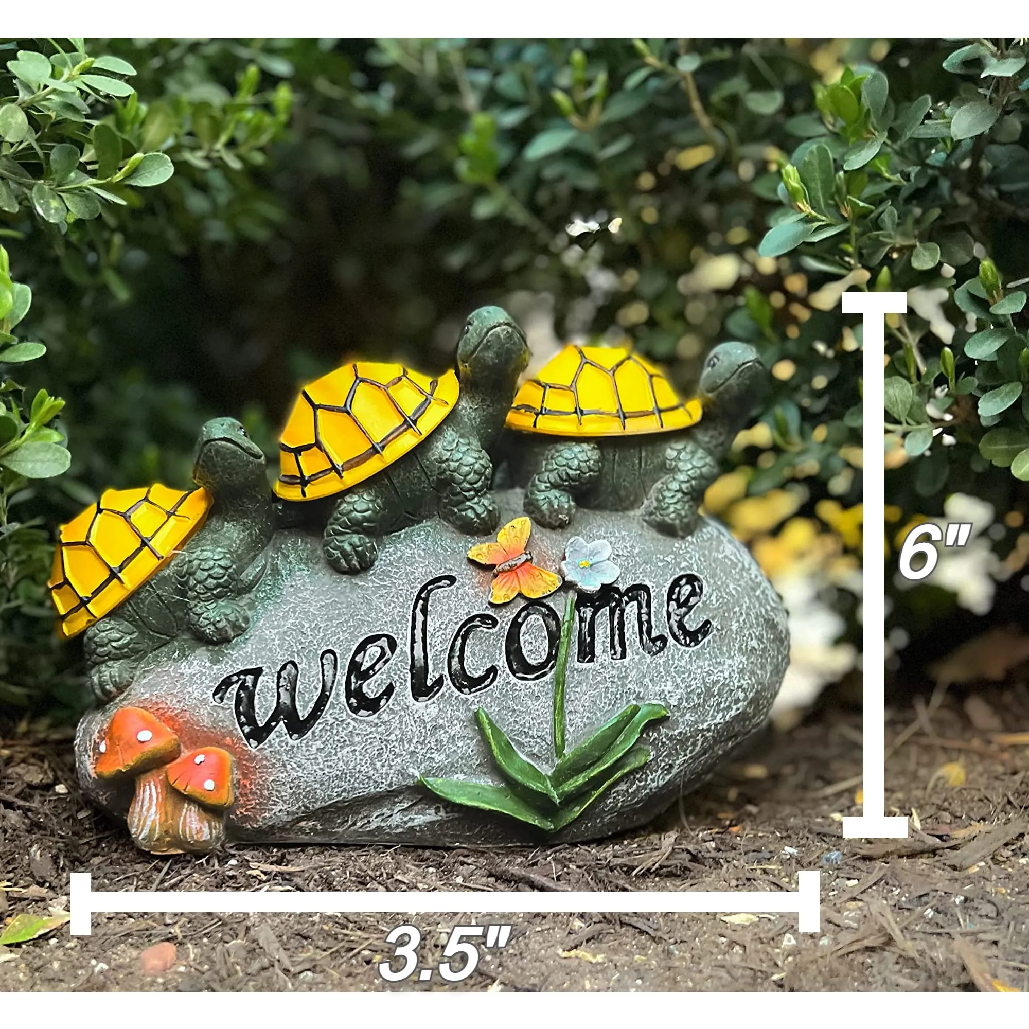 Welcome Turtles On A Rock Solar Powered Led Outdoor Decor Garden Light