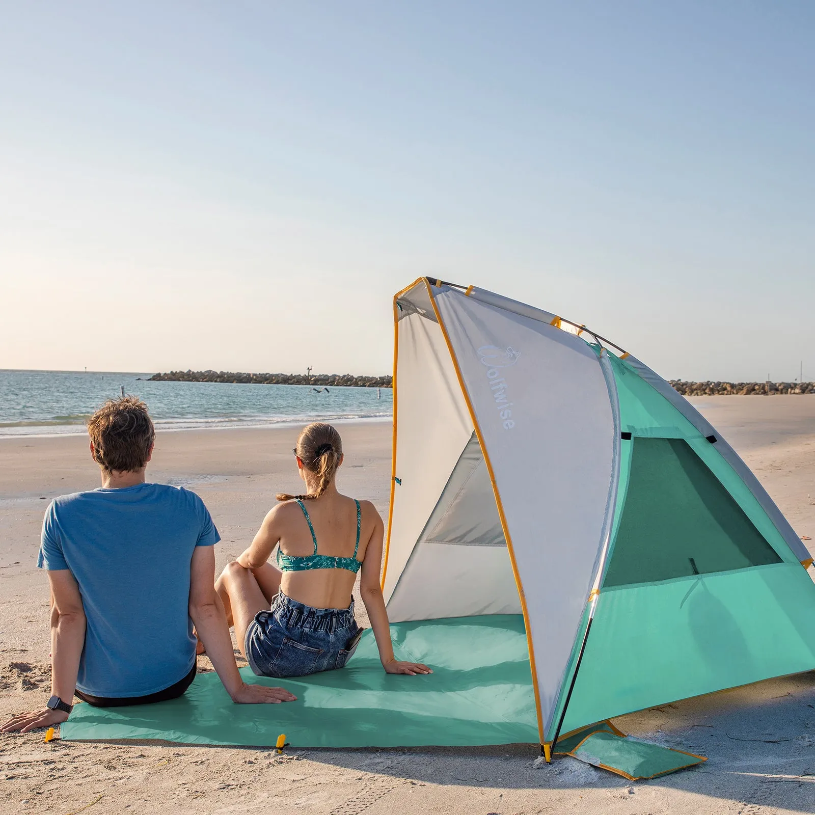 WolfWise SunlitSky A10 Portable Beach Tent, Mint, for 2-3 Person